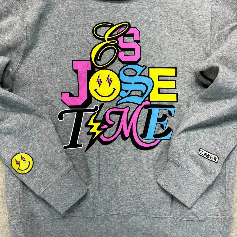 NWT Nike Mens‎ J. Balvin Es Miller Time Hoodie Gray Logo Es Jose Time Graphic XL